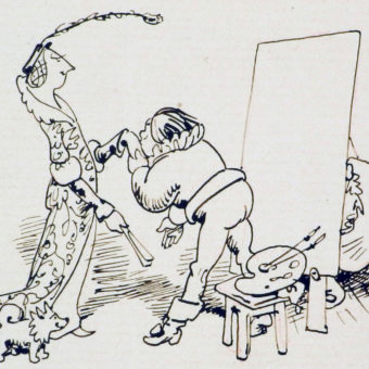 Wilhelm Busch (1832–1908), Kapitel 9 (aus: Maler Klecksel), 1884, Wilhelm Busch – Deutsches Museum für Karikatur und Zeichenkunst