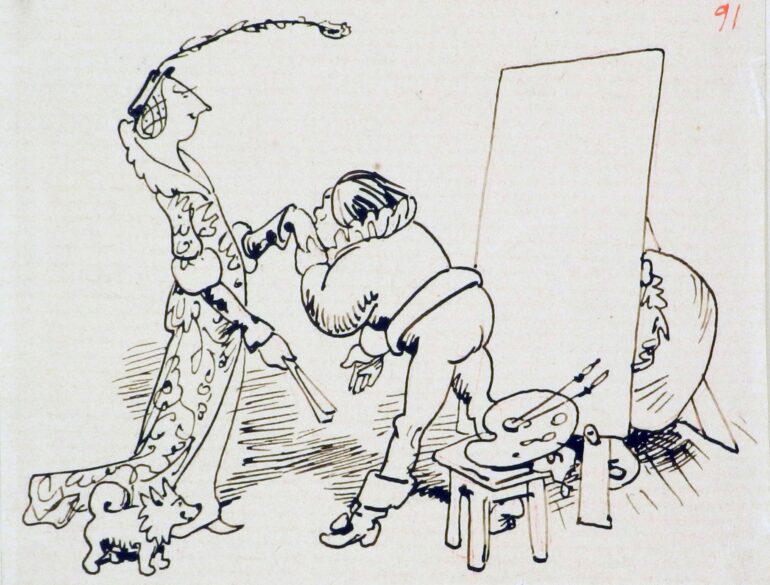 Wilhelm Busch (1832–1908), Kapitel 9 (aus: Maler Klecksel), 1884, Wilhelm Busch – Deutsches Museum für Karikatur und Zeichenkunst