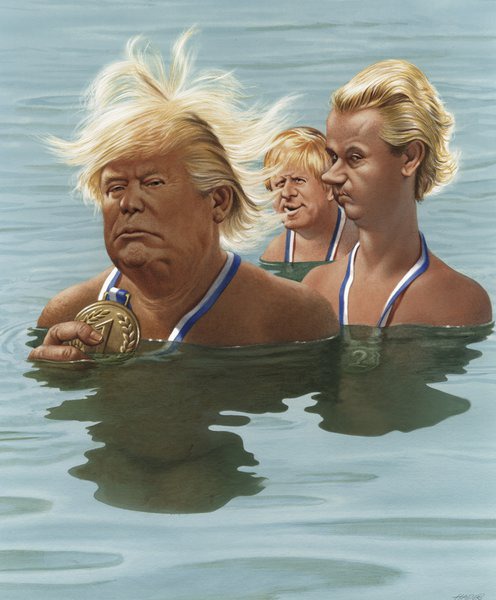 Die USA siegen knapp vor Holland und Großbritannien, 2016, Privatbesitz – © Gerhard Haderer, 2017