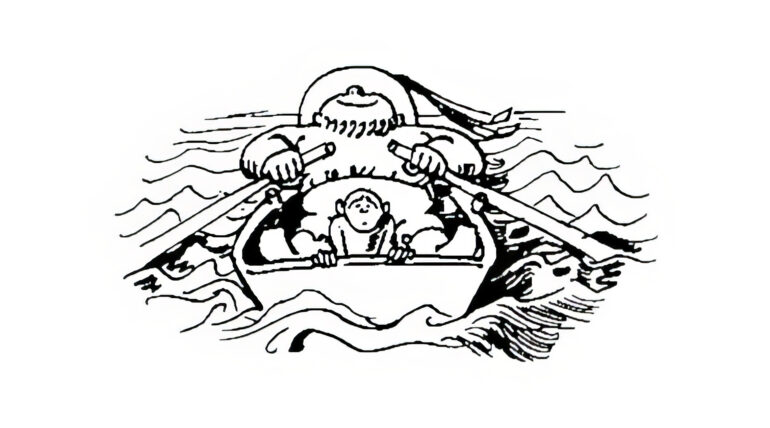 Fipps, der Affe in einem Boot