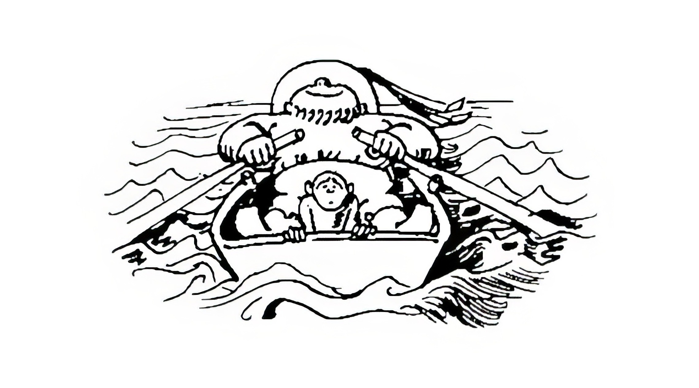 Fipps, der Affe in einem Boot