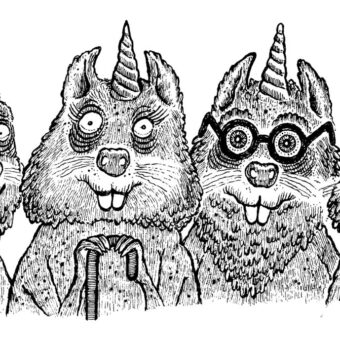 Alte Einhörnchen aus Walter Moers, Das Einhörnchen, das rückwärts leben wollte © Penguin Verlag in der Penguin Random House Verlagsgruppe GmbH, München 2024_