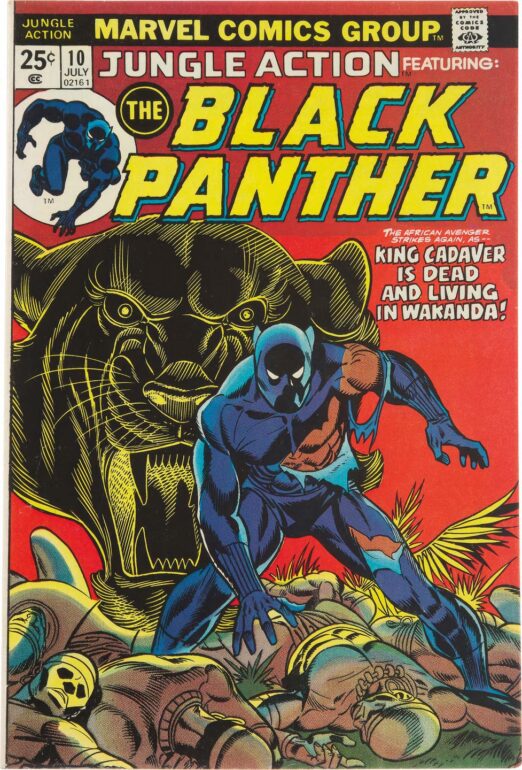 Der legendäre Black Panther Coverillustration von 1974, gezeichnet von Gil Kane