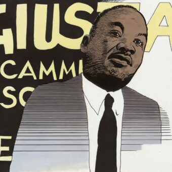 Martin Luther King Jr. als Comicfigur, gezeichnet von Attilio Micheluzzi, 1983